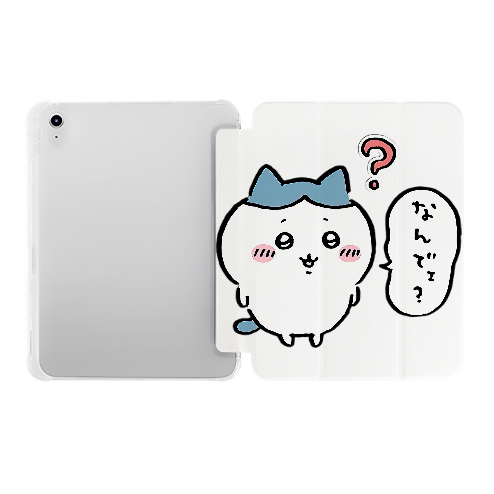 （画像用） ちいかわ ハチワレ Chii-kawa hachiware IPad ケース ペン収納付き 三つ折りスタンド PUレザー×シリコン 対応機種9.5/10.5/10.9インチ